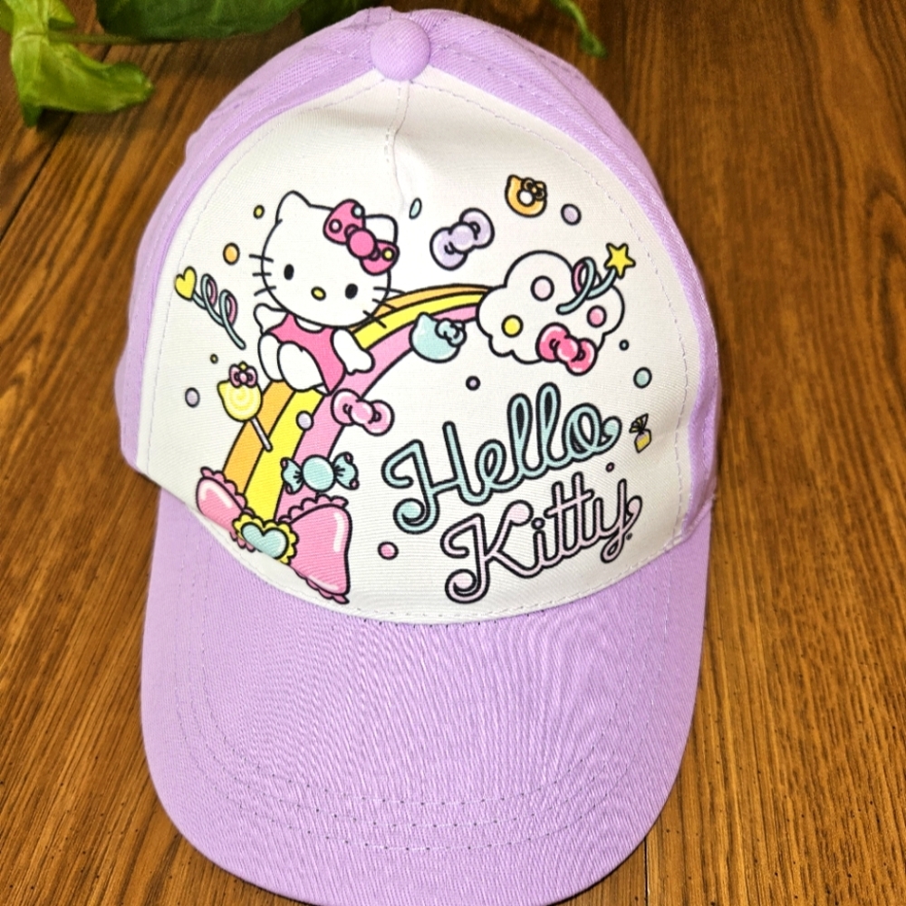 Hello Kitty Ball Cap Hat Purple Rainbow